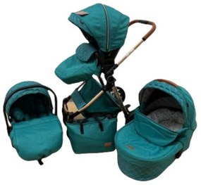 Carucior 3 in 1 cu landou, scoica si geanta, 0-36 luni, Turcoaz - CPC-11-turcoaz