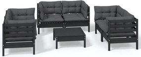 vidaXL Set mobilier grădină cu perne, 7 piese, lemn masiv de pin