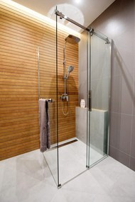 Perete lateral de dus 90x200cm, sticla securizata 6 mm, cromat, Deante Prizma 900x2000 mm