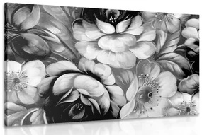 Tablou lumea impresionistă a florilor în design alb-negru