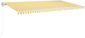 vidaXL Copertină automată cu senzor vânt & LED, galben&alb, 600x300 cm