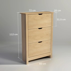 HOMCOM Dulap Slim pentru 18 Pantofi, 3 Sertare cu 2 Rafturi Reglabile Alb | Aosom Romania