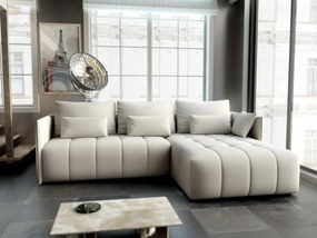 Colțar extensibil dumonde cu ladă de depozitare si sezut confortabil din spuma high-density, Malta Enjoy Beige II 235x185 cm