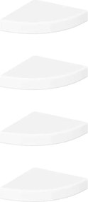 vidaXL Rafturi de colț plutitoare, 4 buc., alb lucios, 25x25x3,8 cm, MDF