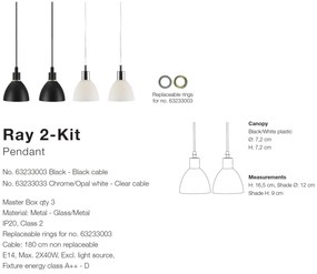 Set de 2 Pendule design modern minimalist Ray crom/alb 63233033 NL