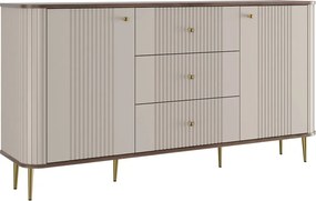 Comodă cu sertare Vesper 160 cm pe picioare - cașmir / nuc / picioare aurii