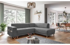 Colțar gri extensibil/cu spațiu de depozitare (cu colț pe partea dreaptă/în formă de ”L”) Classy Sophie – Miuform