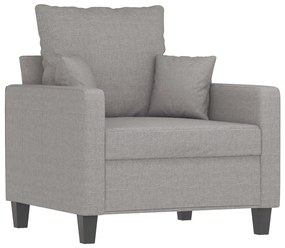 Fotoliu canapea cu taburet, gri deschis, 60 cm, textil