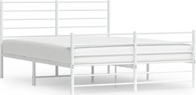 vidaXL Cadru de pat metalic cu tăblie de cap/picioare, alb, 140x190 cm