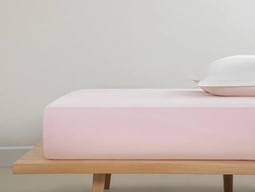 Plain Cearșaf din Bumbac cu Elastic,Mărime Intermediară 140x200 Cm Pudră