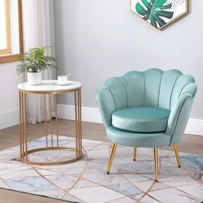 Fotoliu cu design vintage din Catifea, Spatar curbat, 76x76x74cm Verde HOMCOM | Aosom Romania
