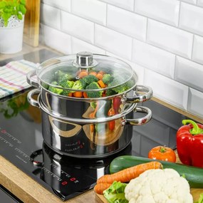 Aparat cu abur Kinghoff KH 3318, 24 cm, 5 litri, 3 piese, Inductie, Inox