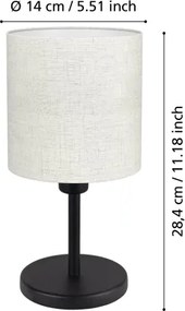 Eglo 32219 - Lampă de masă MONTETTO 1xE14/40W/230V crem/negru
