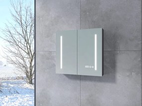 Sevilla || Gri antracit mat, dulap cu două uși și oglindă, cu iluminare LED 80 cm