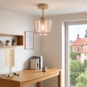 BRILAGI - Lustră LED aplicată R GLASS 1xE27/60W/230V Ø 15 cm bej/ bej fumuriu
