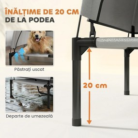 PawHut Pat pentru Câini cu Copertină Detașabilă pe 3 Laturi, din Poliester și Oțel, 106x76x94 cm, Gri Deschis și Negru | Aosom Romania
