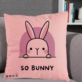 Perna Decorativa So Bunny Kawaii, 40x40 cm, Roz, Husa Detasabila, Perna Inclusa, BEKZ®