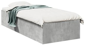841989 vidaXL Cadru de pat, gri beton, 75x190 cm, lemn prelucrat
