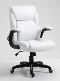 RESIGILAT- Scaun directorial, Rezistent 150 kg, Sezut cu Arcuri Metalice și Spumă, inaltime reglabila, piele ecologica, Alb