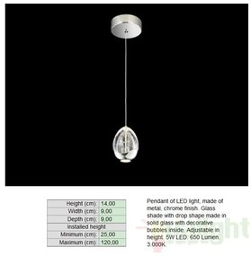 Pendul modern LED diametru 9cm ROCIO crom 784326