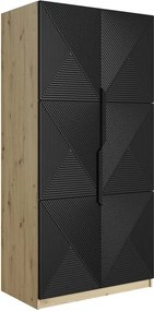 Dulap Asha 100 cm și mânere metalice - artisan / negru mat / mânere negre