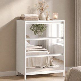 HOMCOM Comodă cu 3 Sertare și Fronturi Oglindă, Design Modern pentru Dormitor sau Hol, 60x35x80 cm, Albă | Aosom Romania