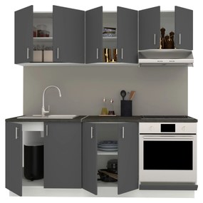 Set Bucatarie Karo V10, Antracit/Alb, Blat Thermo 28 mm, L 200 cm