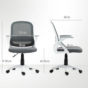 HOMCOM Scaun mesh respirabil, scaun rotativ ergonomic cu brațe rabatabile și suport lombar, gri | Aosom Romania