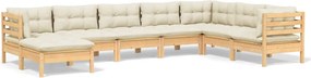 vidaXL Set mobilier de grădină cu perne crem, 8 piese, lemn masiv pin