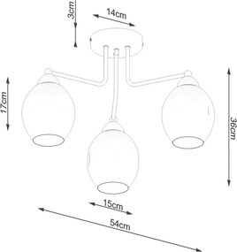 Plafonieră neagră cu abajur din sticlă 54x54 cm Garten – Sollux
