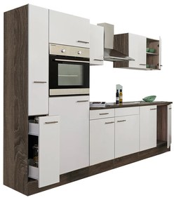 Mobilă de bucătărie Yorki 300, corp din stejar Yorki, cu față alb satinat