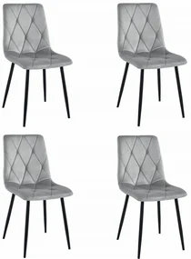 Set 4 Scaune Bucatarie/Dining Fido Catifea Gri