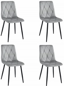 Set Scaune 4 Bucatarie/Dining Fido Catifea Gri
