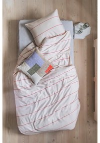 Lenjerie de pat roșie/bej din bumbac satinat pentru pat de o persoană 140x200 cm Align – Mette Ditmer Denmark