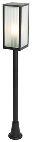 Lampă de podea de exterior neagră cu sticlă canelată 100 cm IP44 - Charlois Ribbed