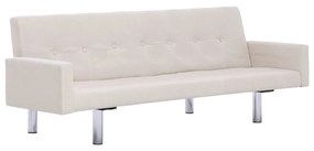 282219 vidaXL Canapea extensibilă cu brațe, crem, poliester
