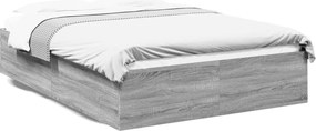 vidaXL Cadru de pat, gri sonoma, 150x200 cm, lemn prelucrat