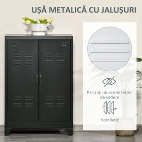 HOMCOM Dulapior Multifunctional cu 2 Usi Stil Industrial, Dulapior Metalic pentru Casa si Garaj - Gri | Aosom Romania