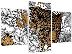 Tablou - Leopard între flori (90x60 cm)