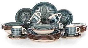 Set de masă ceramic SPIRAL BLUE 30 piese