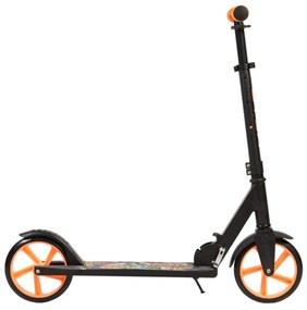 Trotineta din aluminiu NOVOKIDS™ Flurry Scooter, Maxim 100 kg, Functie Super Brake, Maner reglabil pe inaltime, Diametru roata 200 mm, Negru cu