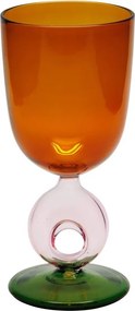 Pahar de vin, portocaliu, cu picior, din sticla borosilicata, Loop