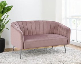 Canapea de design cu 2 locuri, ţesătură Velvet roz/crom-argintiu, BAGY