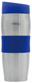 Cana termos Rosberg R52011C, 380 ml, Pereti dublu, Ergonomic, Otel inoxidabil, Albastru/Argintiu