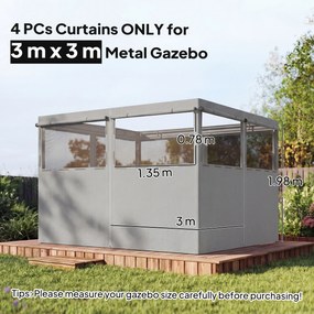 Outsunny 4 panouri laterale pentru pavilion 3x3 m panouri pentru cort cu 8 ferestre protecție UV 30+ impermeabil gri deschis | Aosom Romania
