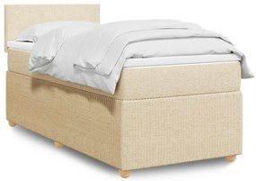 vidaXL Pat box spring cu saltea, crem, 80x200 cm, textil