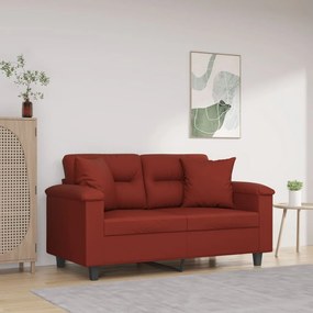 3153297 vidaXL Canapea 2 locuri, perne&pernuțe roșu vin 120 cm piele ecologică
