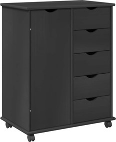 vidaXL Cabinet mobil cu roata Gri 63,5 x 39 x 79 cm Lemn de pin masiv