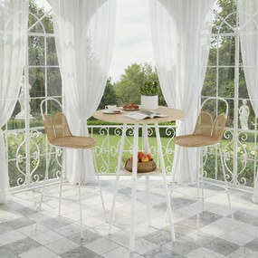 HOMCOM Masă Înaltă Rotundă cu Raft, Masă Modernă pentru Bucătărie sau Dining, PAL, Metal, Lemn Natural și Alb | Aosom Romania