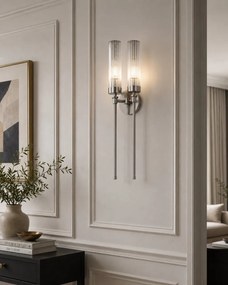 Aplica de perete stil elegant PRESTON 2 nickel/sticla clara